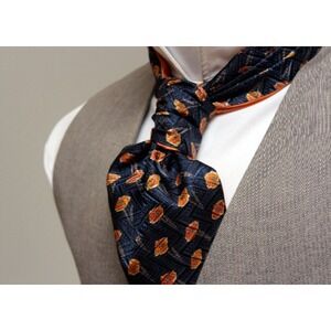 NWT Orange Poppies ornament Silk Ascot A158 Gift box